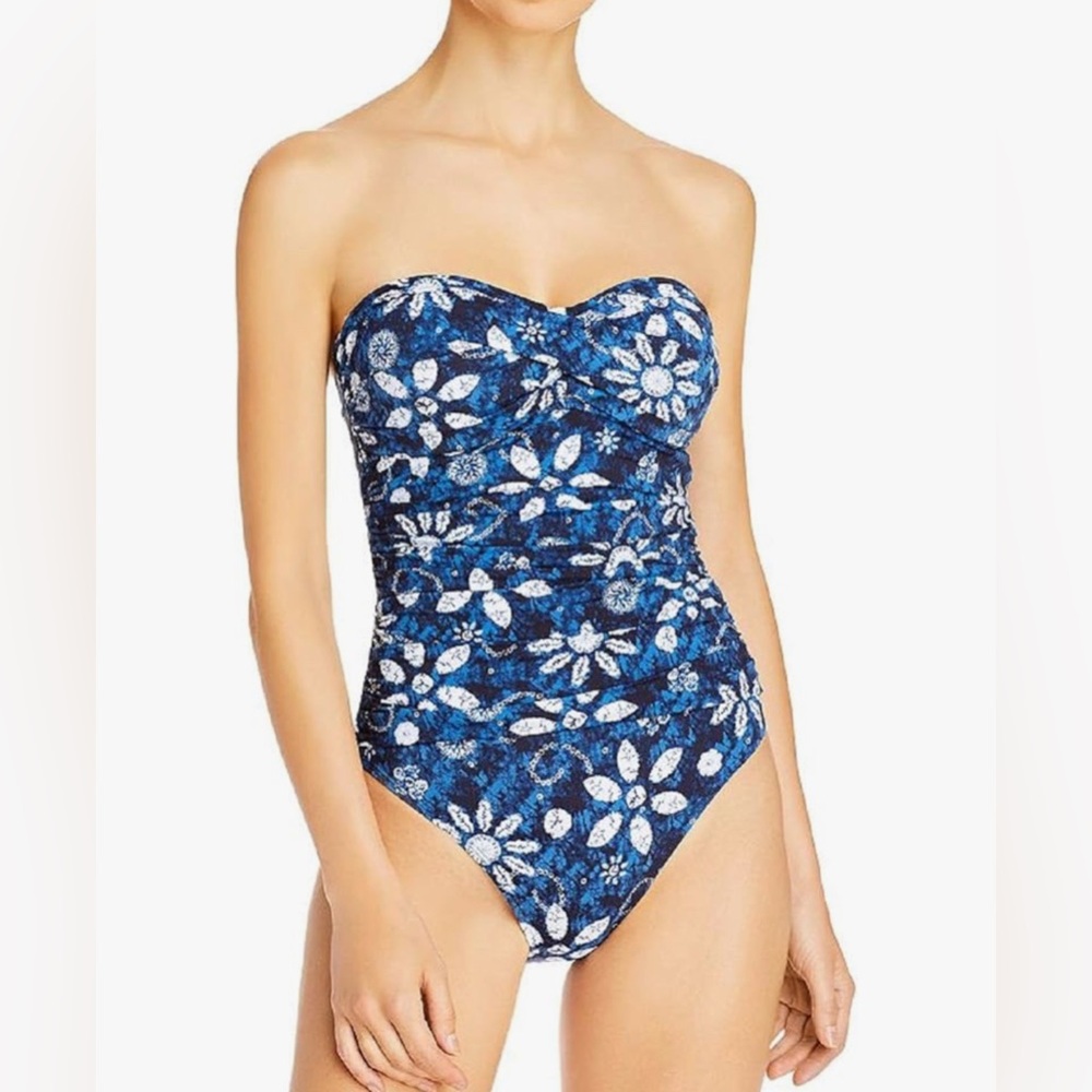 Bleu Rod Beattie Take a Dip Shirred Bandeau Mio One-Piece